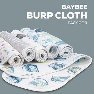 BAYBEE 100% Washable Cotton Baby Muslin Burp Clothes Napkins for New Born Babies (Pack of 3)