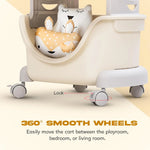 BAYBEE Astronaut Toy Storage Organizer for Kids 2-Level Detachable Rolling Cart with Center-Locking Wheels BAYBEE