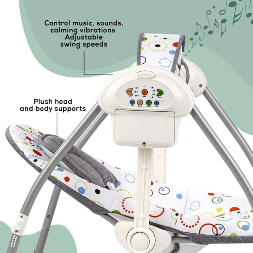 Baybee Elora Automatic Electric Baby Swing Cradle with 3 Point Safety Belt & Removable Baby Toys BAYBEE