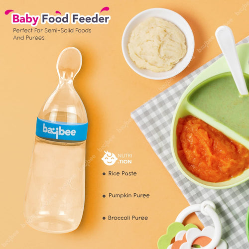 Baybee Silicone Food Squeeze Feeder Anti-Colic & BPA Free with Spoon for Infants Baybee India