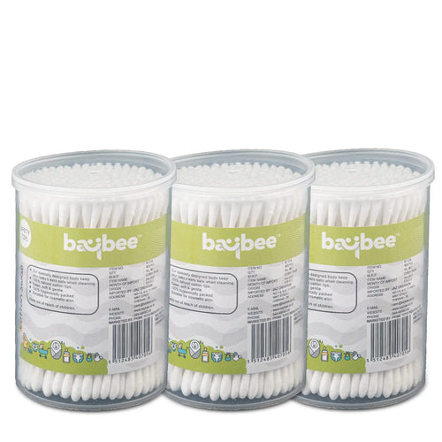 Baybee 300 Pcs Baby Cotton Swab Ear Buds Cleaner, Safe & Hygienic for Babies (Pack of 3) BAYBEE