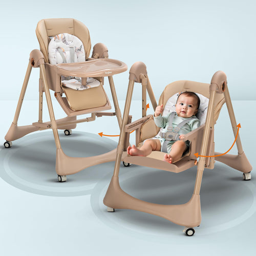 Baybee Nivio Convertible 3-in-1 Baby High Chair for Kids, Baby Swing Chair with 5 Height Adjustable, Footrest, Tray, 160° Recline, Safety Belt & Wheels Baybee India