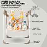 Baybee Amea Automatic Electric Baby Swing Cradle with 2 Position Recline, 6 Speed, Remote Control & 3 Point Safety Belt - Beige BAYBEE