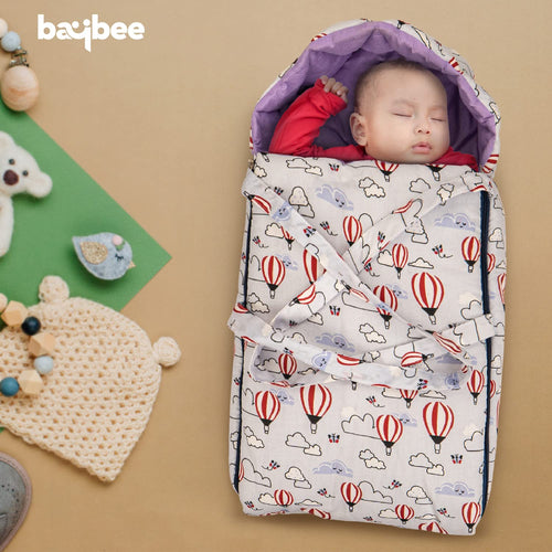 BAYBEE Freya Luxury Casey Sleeping Carry Bag, Cotton Baby Bed Cum Carry Bed, Printed Baby Sleeping Bag for Kids-Infant Portable Bassinet BAYBEE