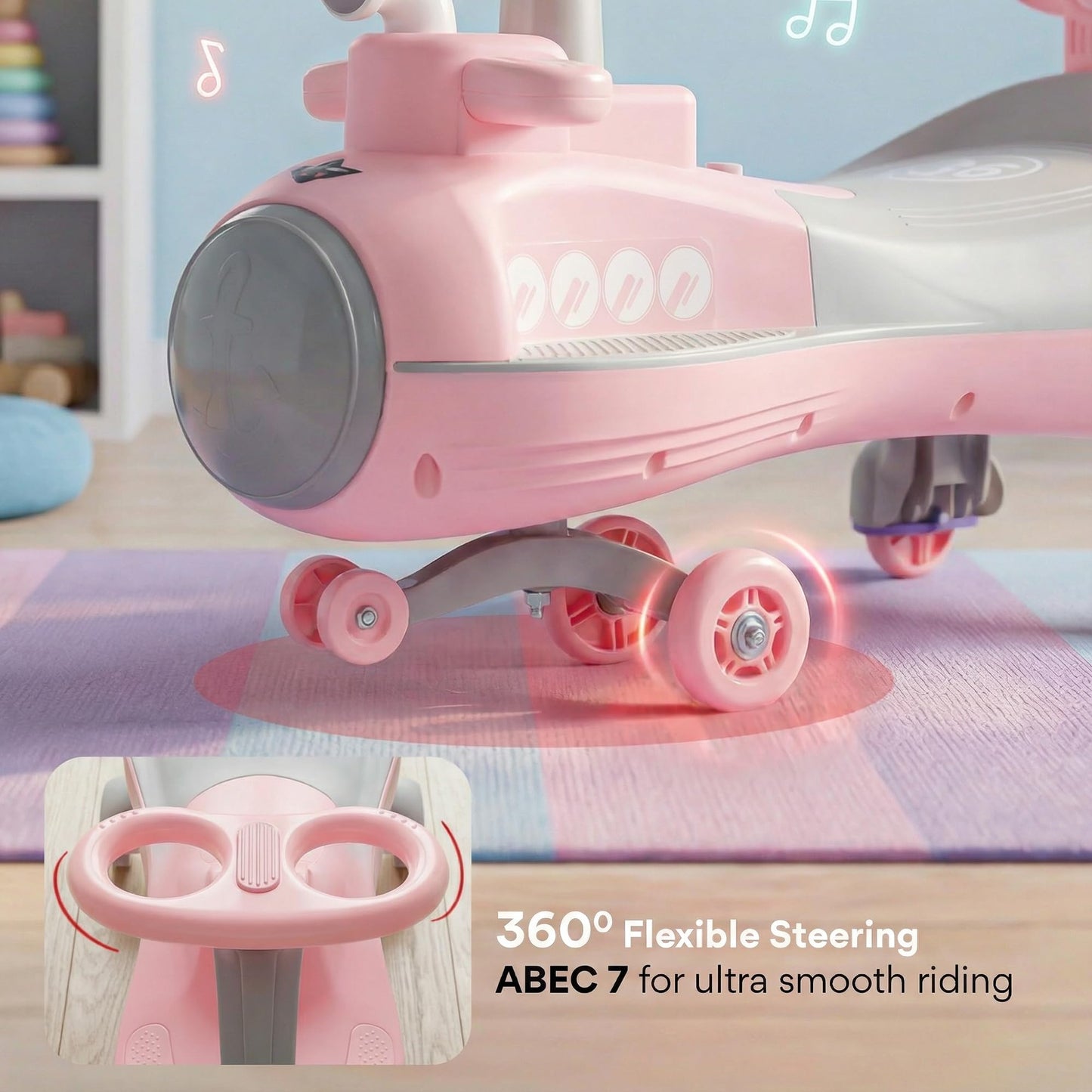 Baybee Diver Baby Swing Cars for Kids Twister Ride on Kids Car with RGB Lights - Baybee India