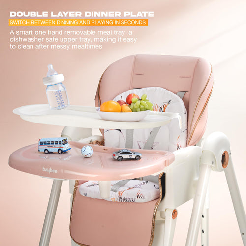 Baybee Nivio Convertible 3-in-1 Baby High Chair for Kids, Baby Swing Chair with 5 Height Adjustable, Footrest, Tray, 160° Recline, Safety Belt & Wheels Baybee India