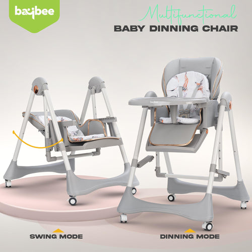 Baybee Nivio Convertible 3-in-1 Baby High Chair for Kids, Baby Swing Chair with 5 Height Adjustable, Footrest, Tray, 160° Recline, Safety Belt & Wheels Baybee India