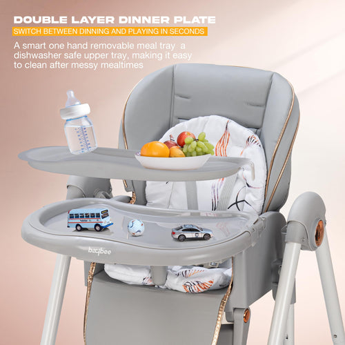 Baybee Nivio Convertible 3-in-1 Baby High Chair for Kids, Baby Swing Chair with 5 Height Adjustable, Footrest, Tray, 160° Recline, Safety Belt & Wheels Baybee India