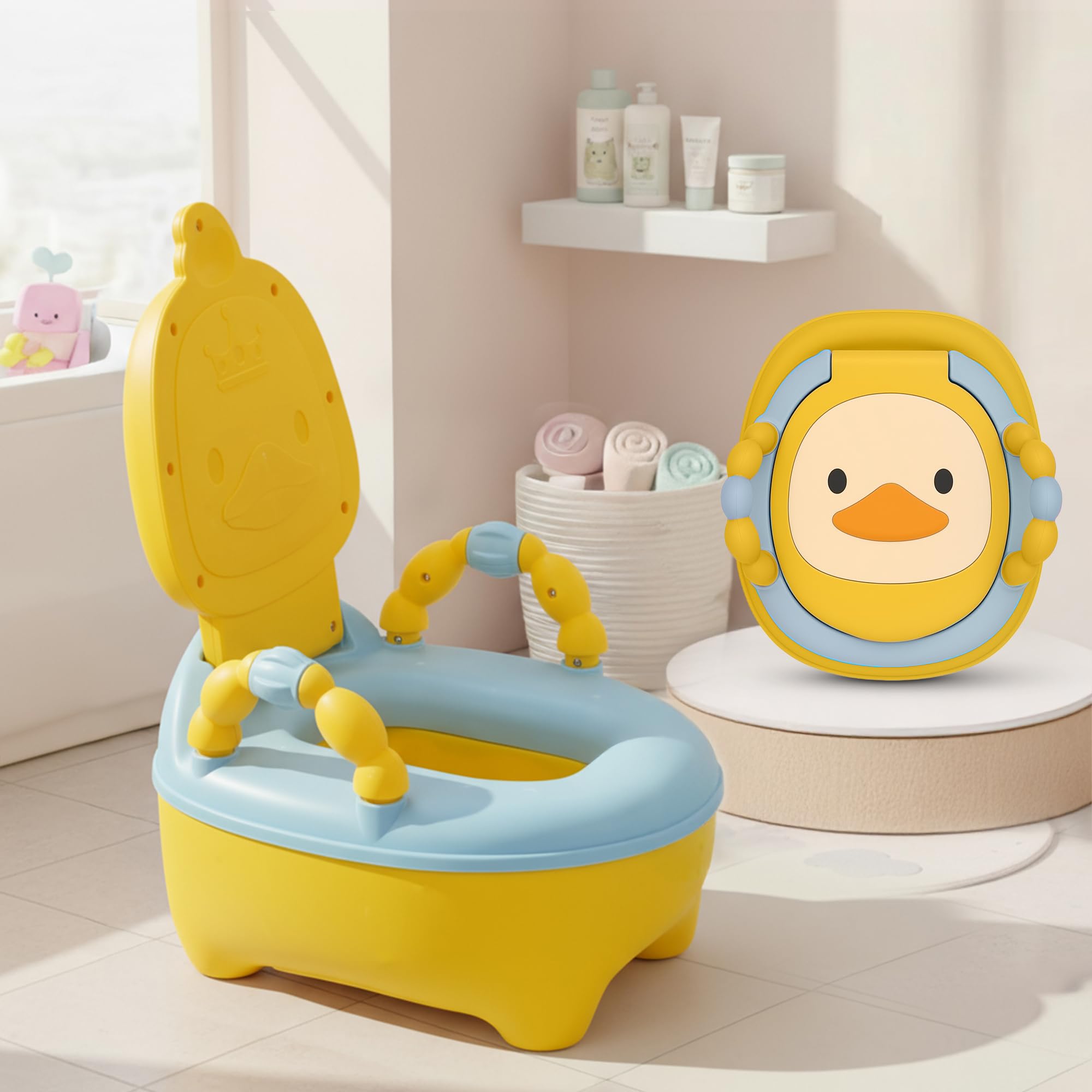 Baybee Duckie Potty Training Seat for Baby Ergonomic Backrest with Sturdy Grip Handles