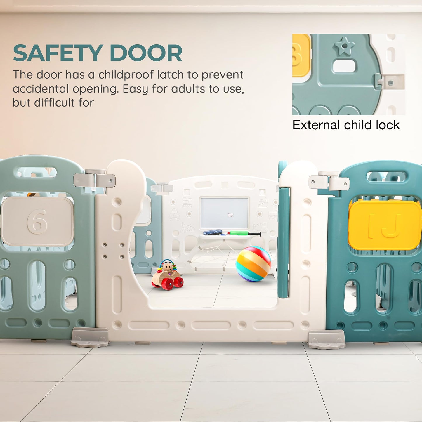Baybee Train Kids Playpen for Babies Foldable Baby Play Area Indoor Setup with Safety Lock (16 Panels) BAYBEE