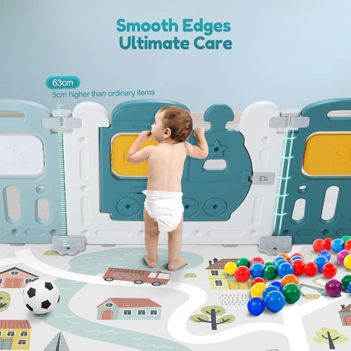 Baybee Train Kids Playpen for Babies Foldable Baby Play Area Indoor Setup with Safety Lock (18 Panels) BAYBEE