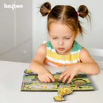 BAYBEE Kids Wooden Puzzle Wild Animals Theme Learning Educational Toy 7 pcs with Knob BAYBEE