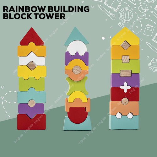 Baybee Wooden Rainbow Tower Building Blocks for Kids BAYBEE