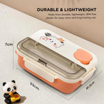 Baybee Panda Tiffin Box Stainless Steel Lunch Box with 3 Compartments with Spoon & Fork (900ml) BAYBEE