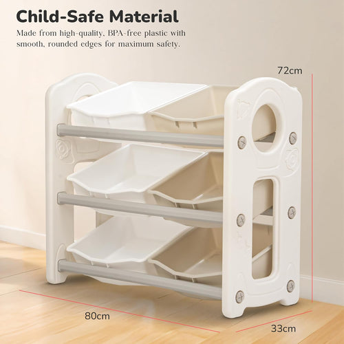BAYBEE Toy Storage Organizer for Kids Room, Multi-Purpose Toy Storage Box with 6 Bins, Baby Storage Rack, Kids Bookshelf, Perfect for Home Play Schools & Kindergarten, Book Storage Rack for Toddlers BAYBEE