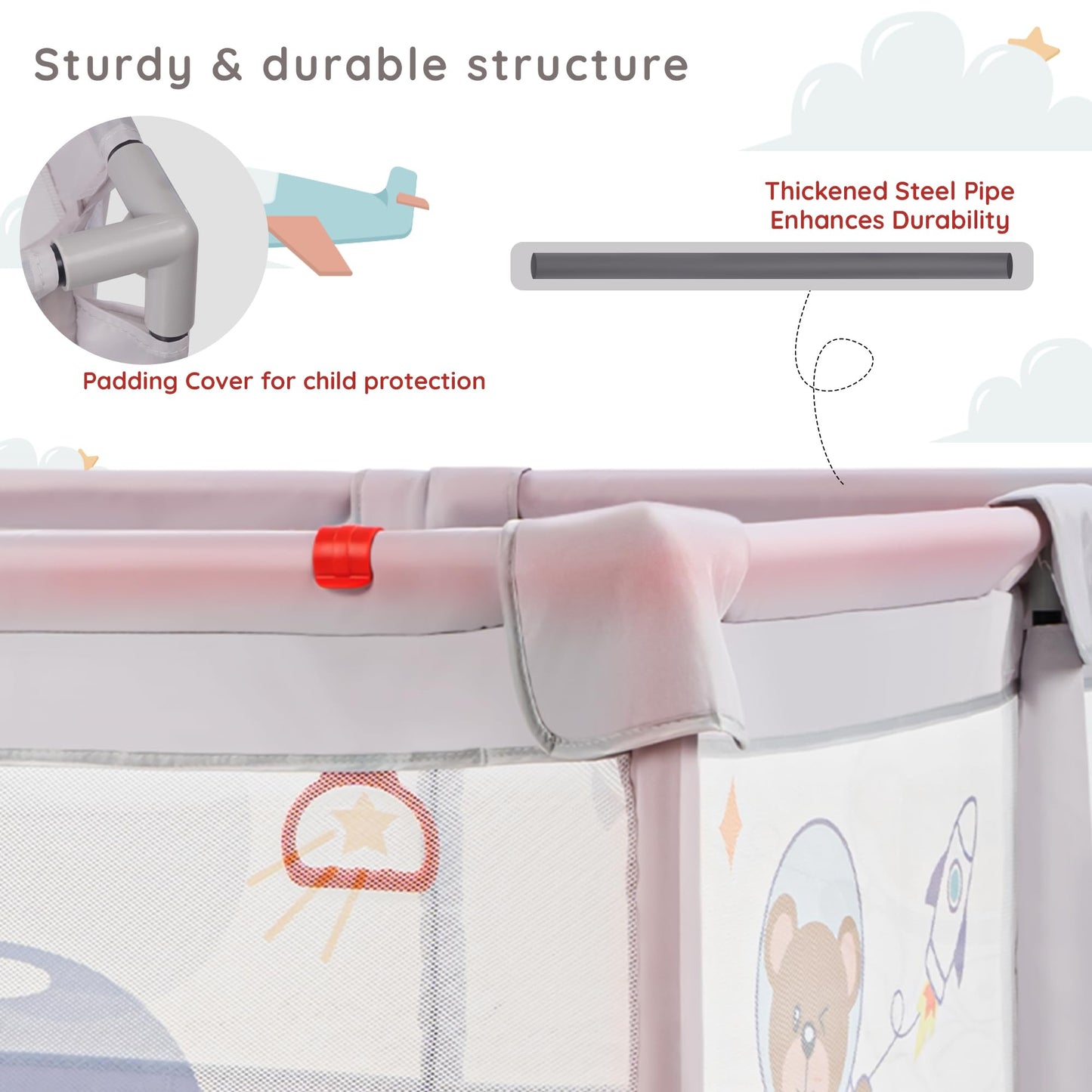 Baybee Playard Playpen for Kids, Smart Folding & Portable Baby Activity with Safety Lock & Suction Cup