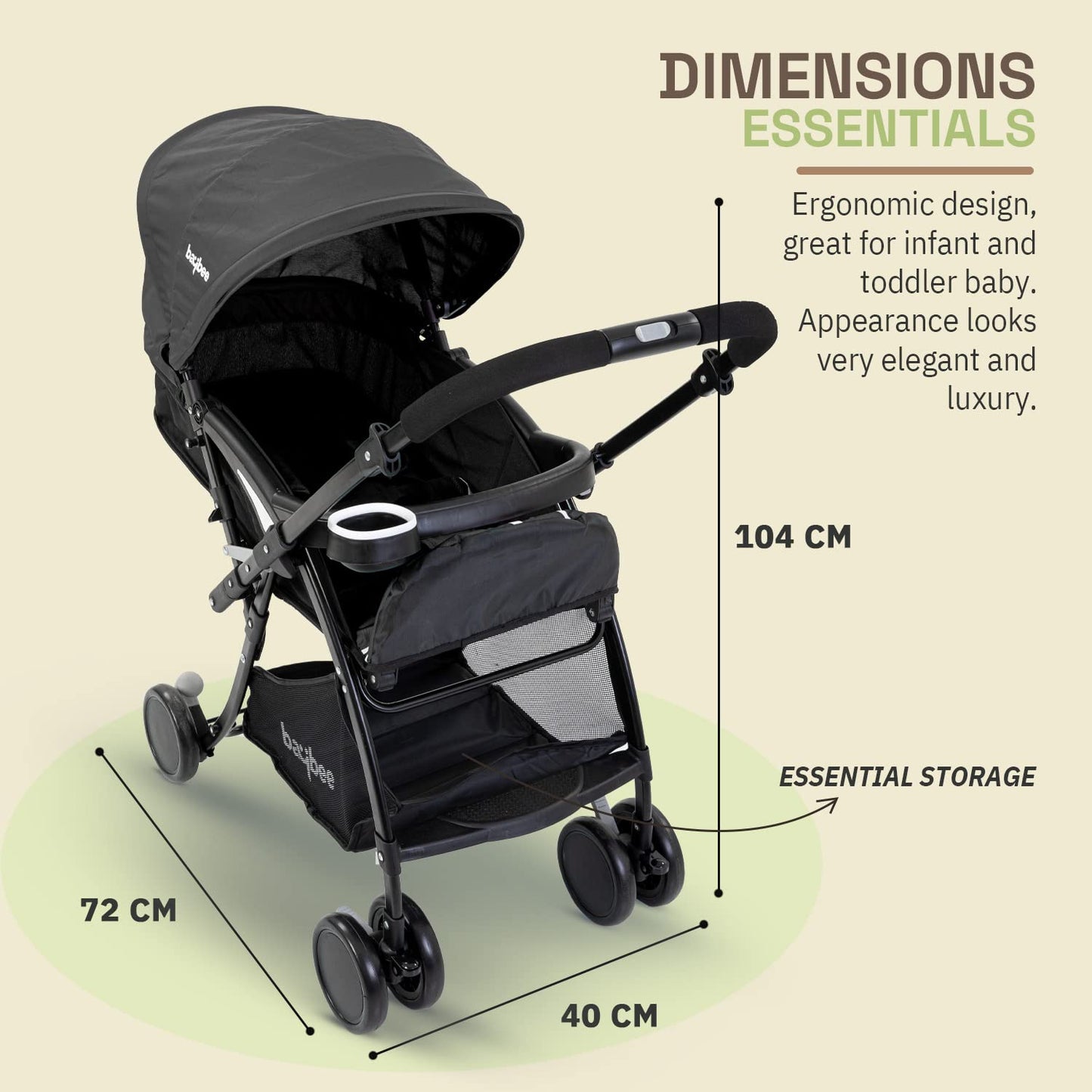 Buy Baybee 2 in 1 Portable Baby Stroller for Newborn Babies with 2-Position  Adjustable, Canopy, 160 Degree Recline, Safety Guard & Storage