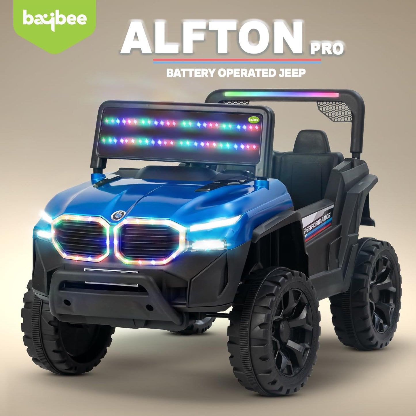 Baybee Alfton Pro Battery Operated Jeep for Kids, Ride on Toy Kids Car with RGB Lights &amp; Music,Rechargeable Electric Jeep Car for Kids to Drive 2 to 6 Years