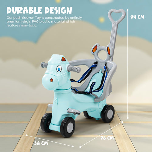 Baybee 3 in 1 Baby Horse Rider Kids Ride On Car for Kids, Push Ride on Toy with Rocker, Push Handle & Safety Belt | Baby Car Rocking Horse BAYBEE