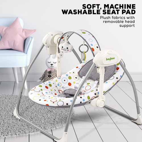 Baybee Elora Automatic Electric Baby Swing Cradle with 3 Point Safety Belt & Removable Baby Toys BAYBEE