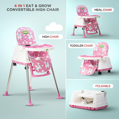 Baybee 4 in 1 Convertible High Chair for Kids Foldable Baby Feeding Chair with Safety Harness Baybee India