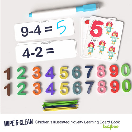 Baybee Wooden Learning Toys, Counting Sticks and Math Toys, Wipe and Clean Cards BAYBEE