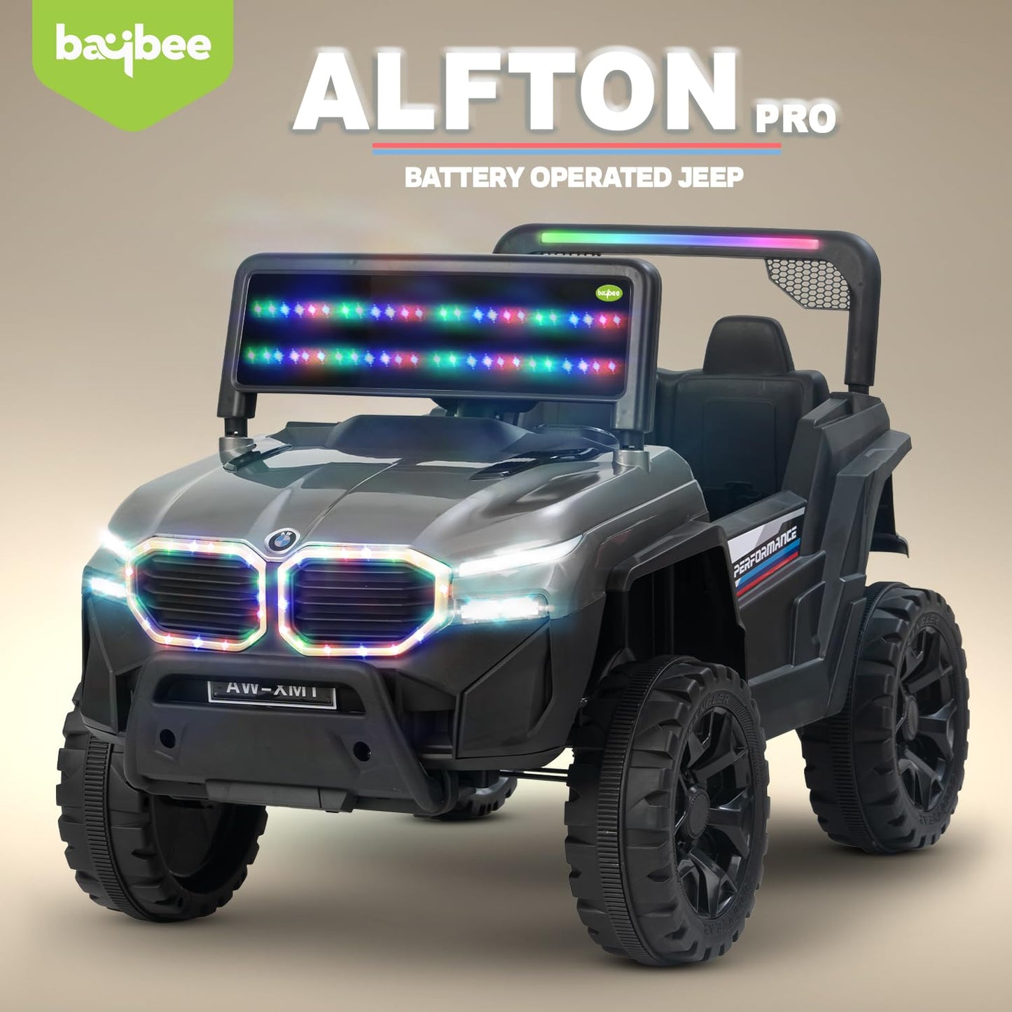 Baybee Alfton Pro Battery Operated Jeep for Kids, Ride on Toy Kids Car with RGB Lights &amp; Music,Rechargeable Electric Jeep Car for Kids to Drive 2 to 6 Years