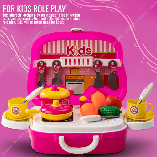 Baybee 2 in 1 Kitchen Set for Kids Girl, Role Play Kitchen Set for Kids Toys. BAYBEE