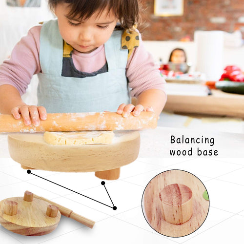 baybee wooden roti roller/rolling pin board for kids chapati maker for toddlers BAYBEE