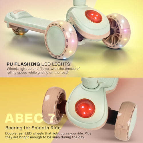 Baybee Taz Skate Scooter for Kids, Smart 3 Wheel Kids Scooter with Height Adjustable & Music | Kick Scooter with LED PU Wheels, Rear Brake BAYBEE