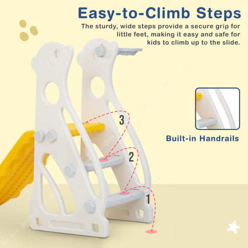 Baybee 2 in 1 Penguin Sliders for Kids, Foldable Garden Kids Slider with Basketball Hook BAYBEE