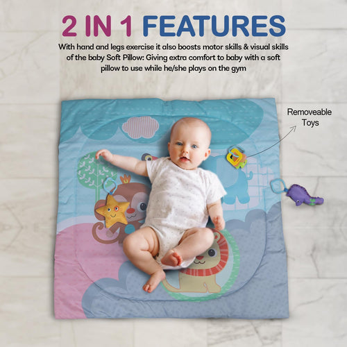 Baby Bloom 2 in 1 Cotton Playgym with Rattle for Babies - Square Shape Baybee India