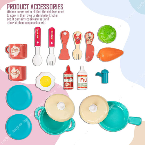 Baybee 3 in 1 Kitchen Set for Kids Portable Pretend Play Little Chef Plastic Toys BAYBEE