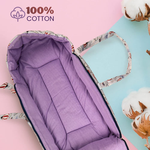 BAYBEE Freya Luxury Casey Sleeping Carry Bag, Cotton Baby Bed Cum Carry Bed, Printed Baby Sleeping Bag for Kids-Infant Portable Bassinet BAYBEE
