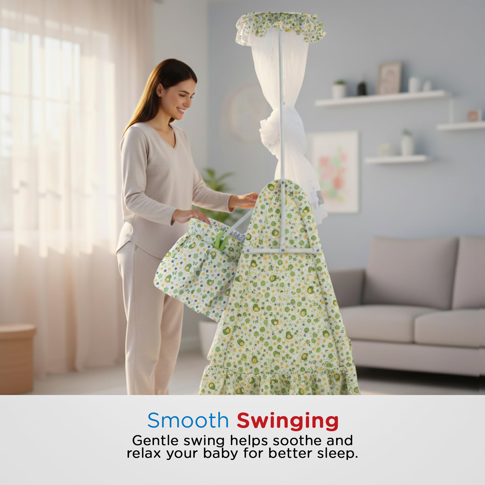 Baybee DOZY Baby Swing Cradle for Newborns with Mosquito Net Portable Infant Palna Jhula Baybee India