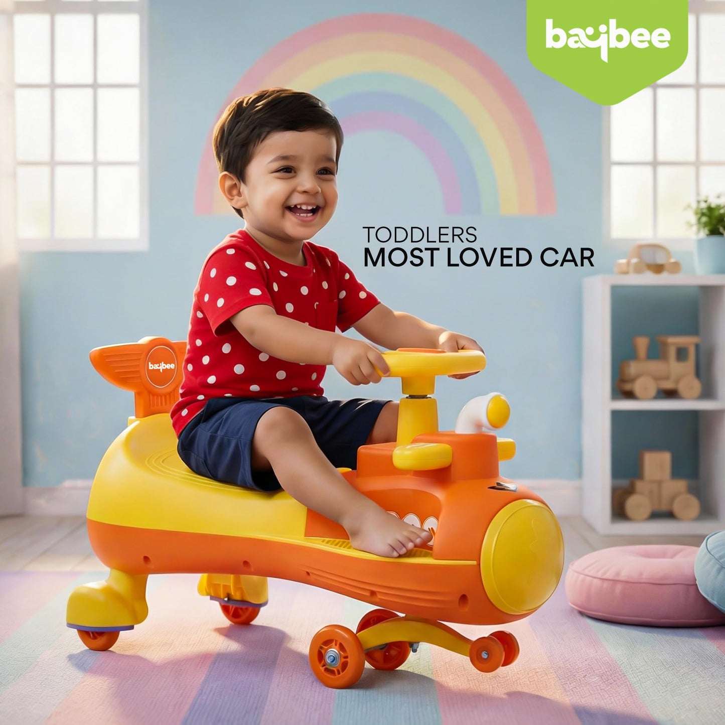 Baybee Diver Baby Swing Cars for Kids Twister Ride on Kids Car with RGB Lights - Baybee India