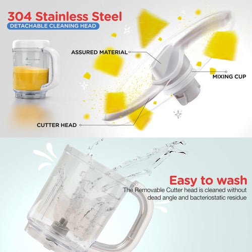 BAYBEE 4-in-1 Multifunctional Electric Baby Food Processor for Baby Food Maker with Steamer, Chopper & Grinder | Portable Baby Food Blender and Steamer | Food Mixer Smart Heat Baby Blender BAYBEE