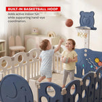 Baybee 2-in-1 Foldable Kids Playpen (18 Panel)with Basketball Set & Sensory Toys Baybee India