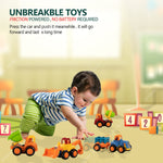 BAYBEE 4 Pcs Unbreakable Toys Friction Powered Push and Go Toys Vehicles for Kids.