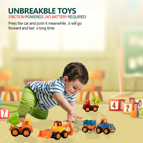 BAYBEE 4 Pcs Unbreakable Toys Friction Powered Push and Go Toys Vehicles for Kids. BAYBEE