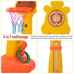Baybee 4 in 1 Basketball for Kids with 6 Height Adjustable Stand, Basketball Hoop & Ring BAYBEE