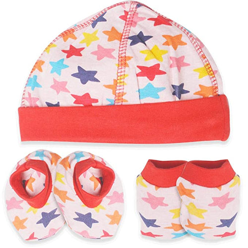 BAYBEE Pack of 3 Cotton Baby Mittens, Booties & Cap Set for New Born Baby BAYBEE