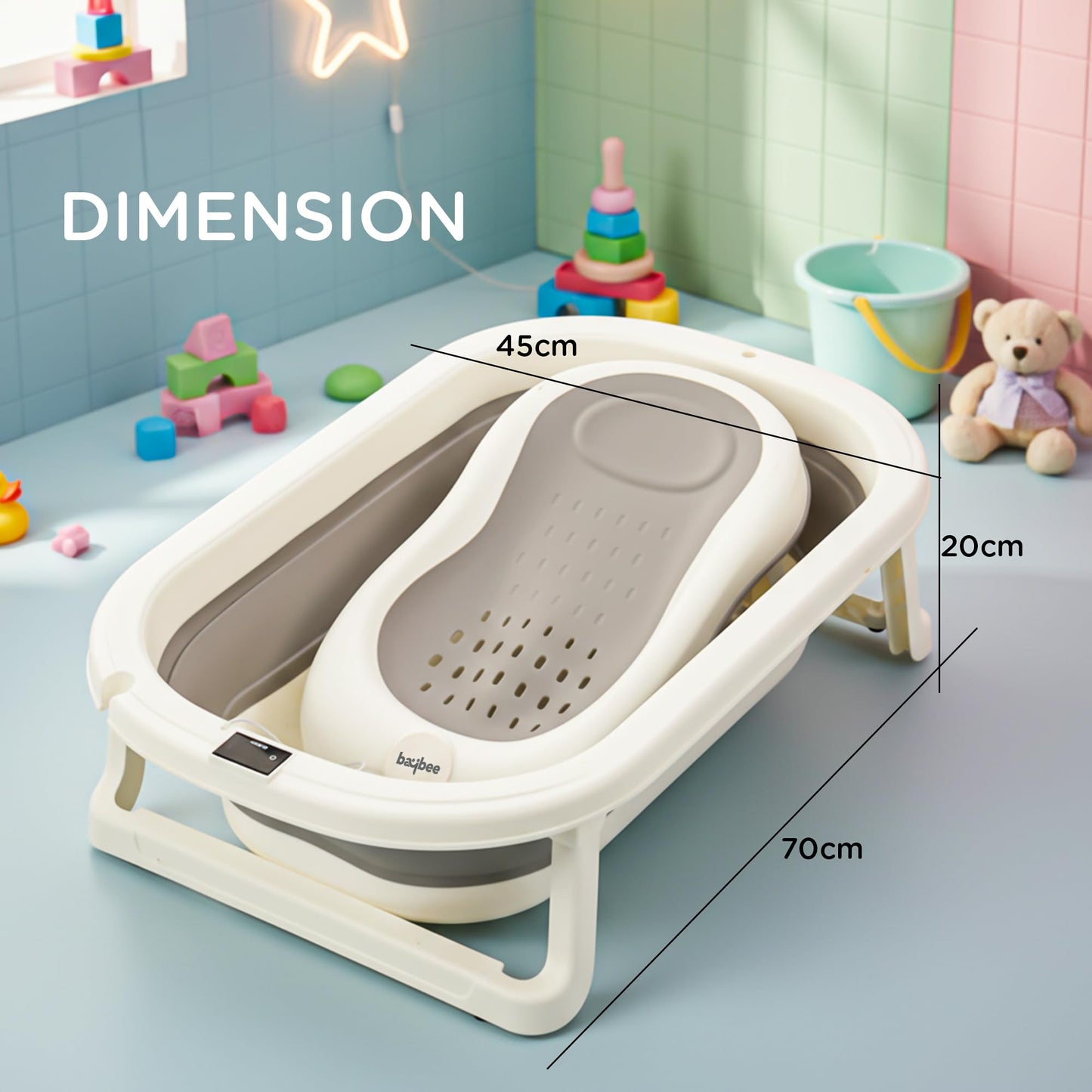 Baybee Aquabee Baby Bath Tub Set for Kids Portable Bathing Tub with Temperature Sensing - Baybee India