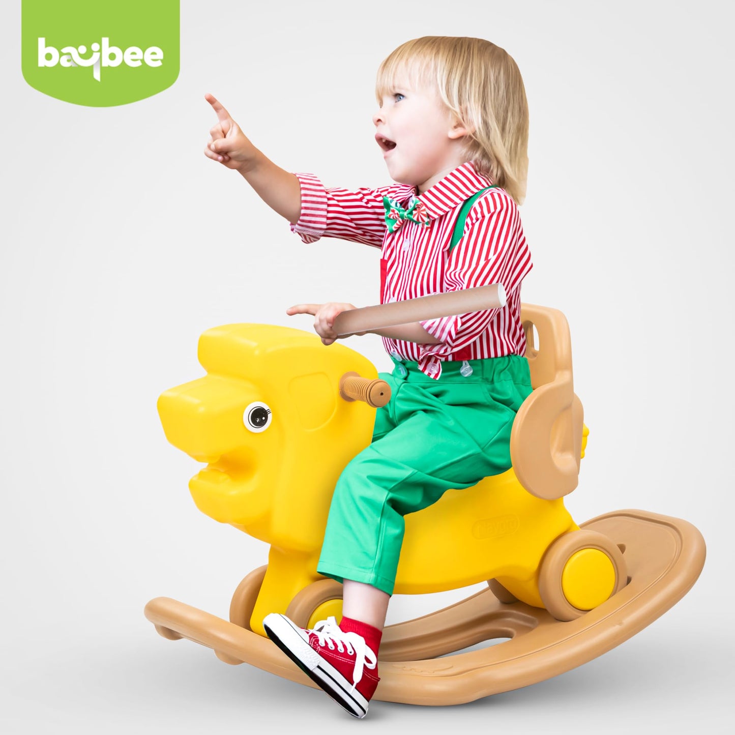 Baybee 2 in 1 Baby Horse Push Ride on Car with Rocker for Kids with Handle & Safety Guardrail (Lion)