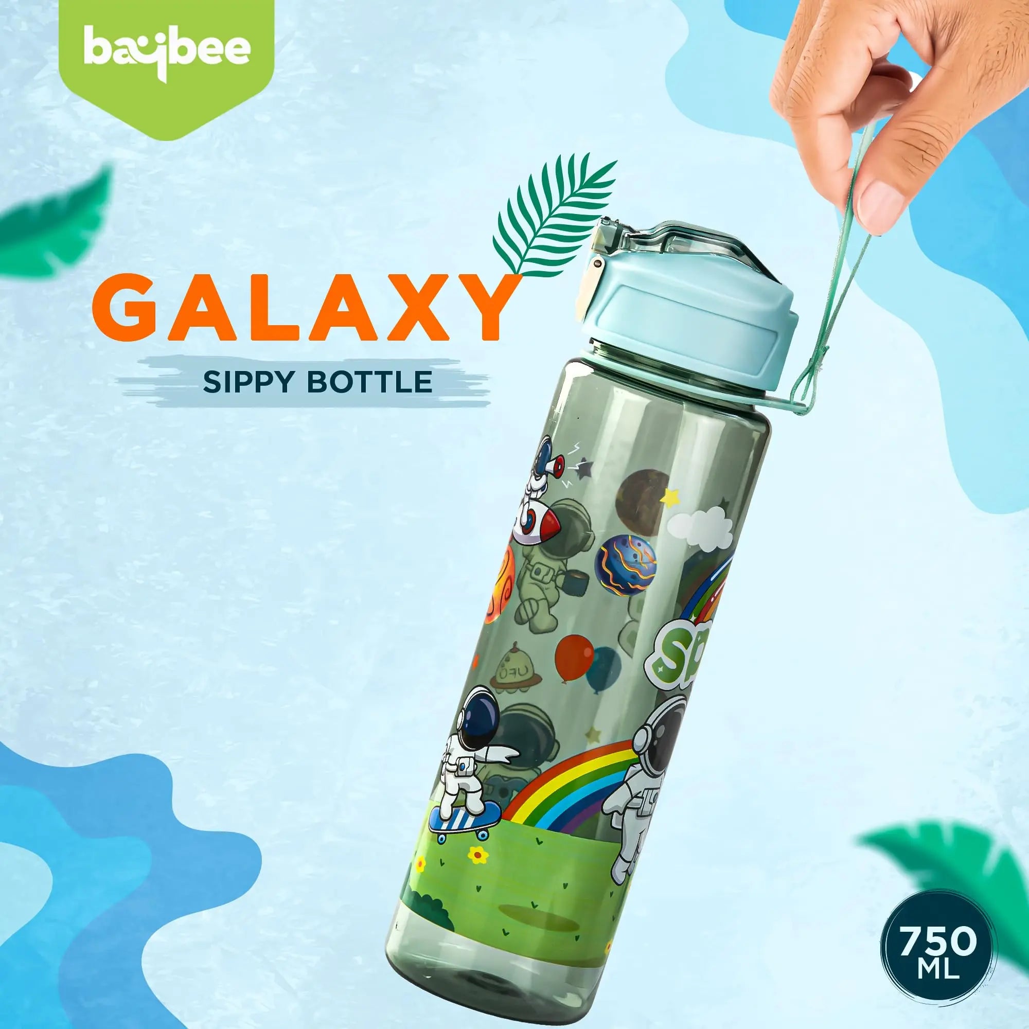 Baybee Galaxy Baby Sipper Water Bottle with Soft Silicone Straw and Strap (800ml) BAYBEE