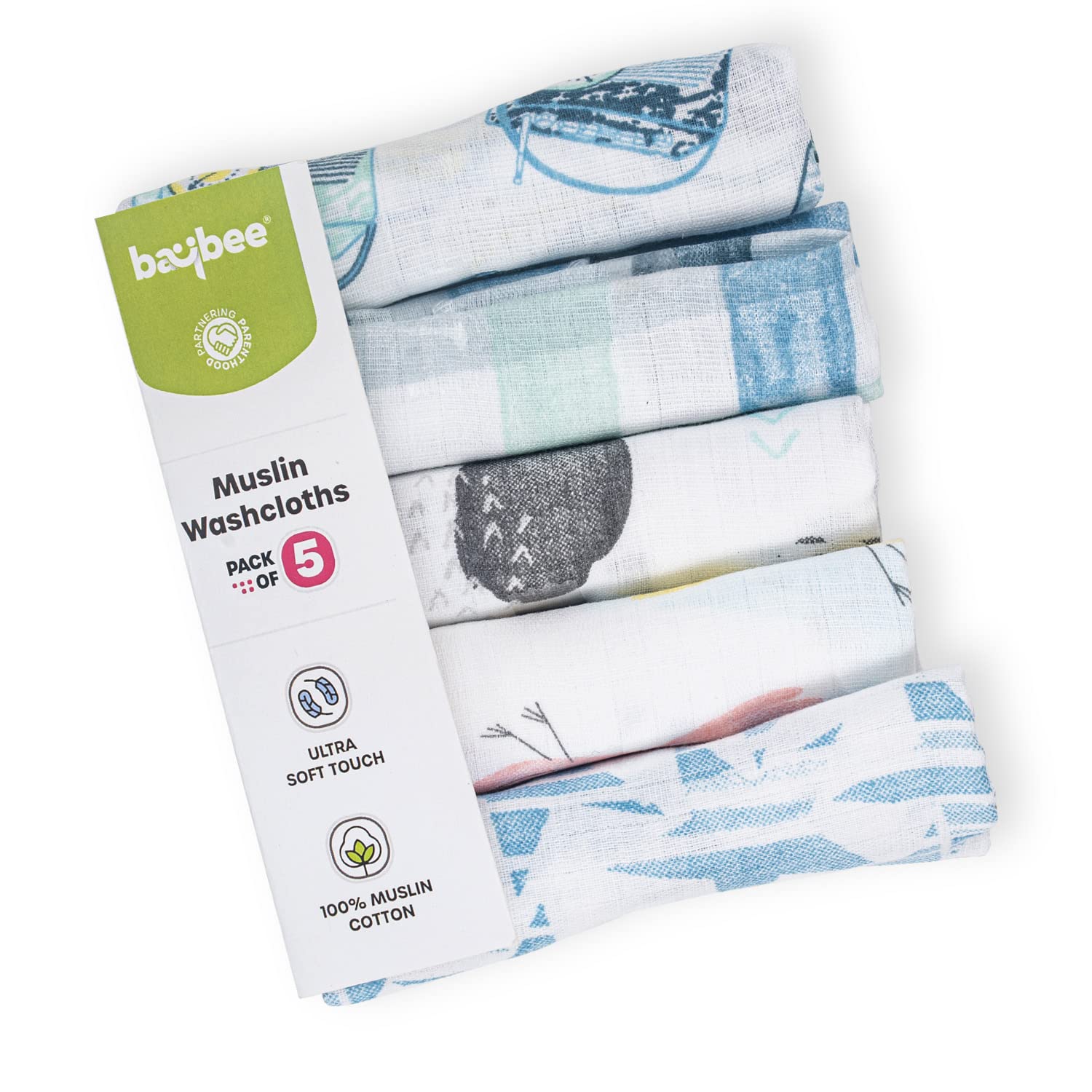 Baybee 100%  Cotton Muslin Baby Napkins Towel for New Born, Ultra-Soft & Absorbent Baby Napkins