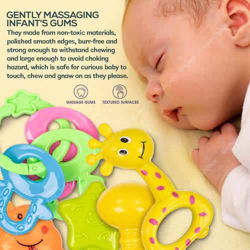 Baybee 5 Pcs Baby Rattles Teether Toys Set for Babies BAYBEE