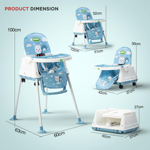 Baybee 4 in 1 Convertible High Chair for Kids Foldable Baby Feeding Chair with Safety Harness Baybee India