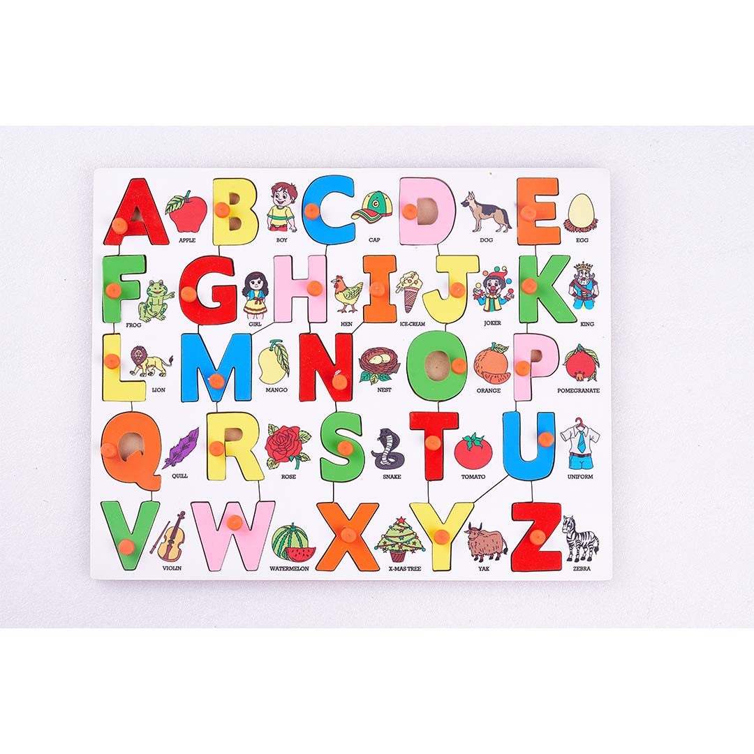 Baybee ABCD Wooden Alphabets Puzzle Games for Toys with Picture for Kids Learning