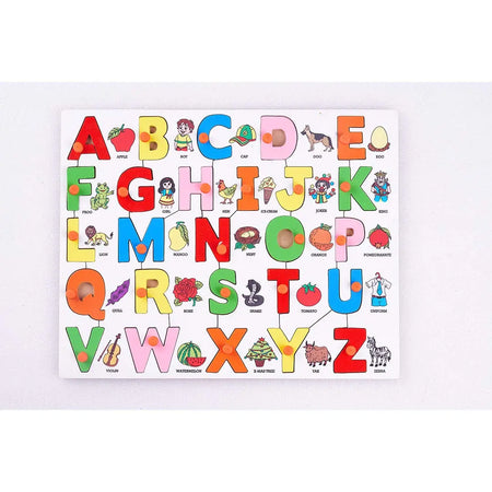Baybee ABCD Wooden Alphabets Puzzle Games for Toys with Picture for Kids Learning BAYBEE